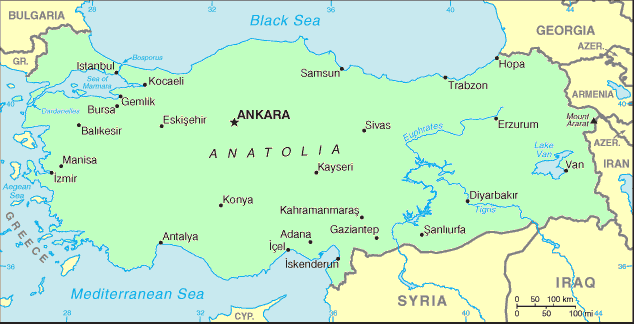 Carte de la Turquie.