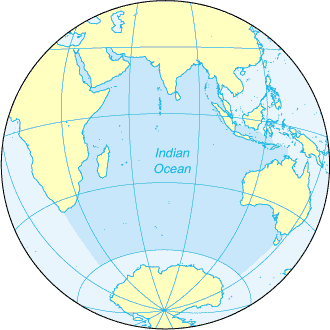 Carte de l'Océan Indien.