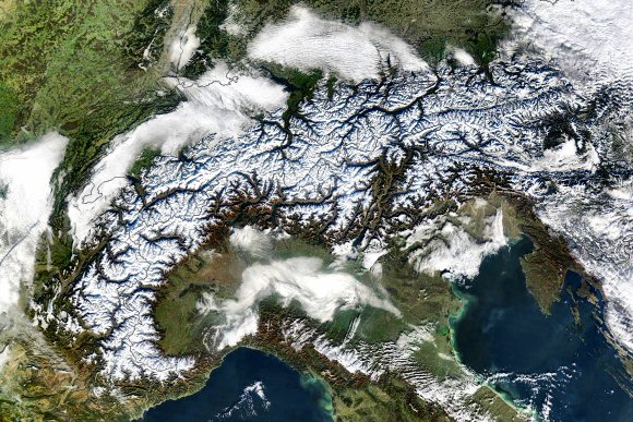 Les Alpes depuis l'espace.