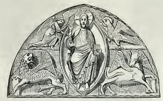 Cathédrale de Chartres : christ entouré d'animaux.