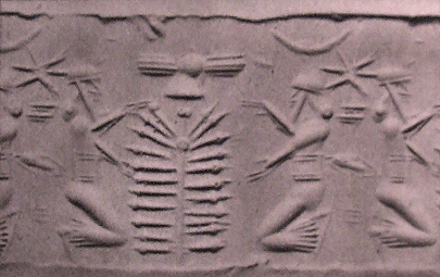 Arbre sacré assyrien avec deux adorants.