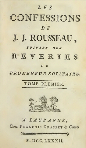 Rousseau : Confessions et rêveries d'un promeneur solitaire (frontispice).