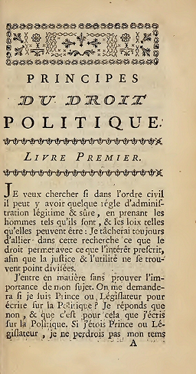 Rousseau : le Contrat social (première page).