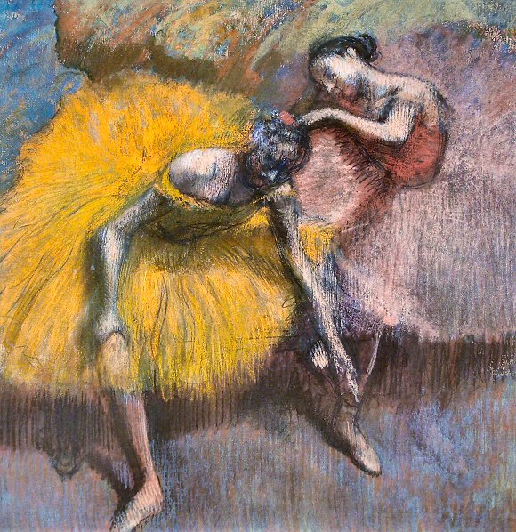 Degas : danseuses en jaune et rose.