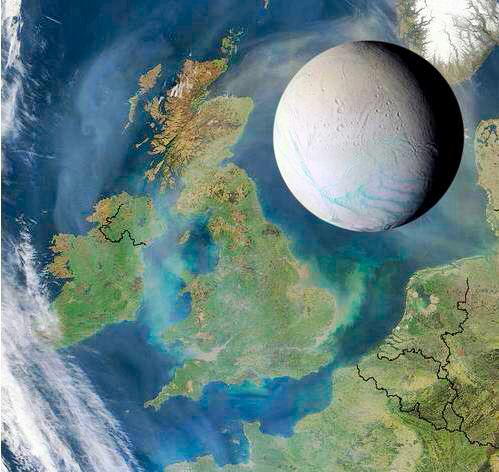 Encelade à l'échelle de l'Europe.