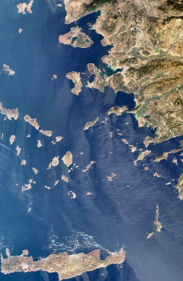 La mer Egée depuis l'espace.