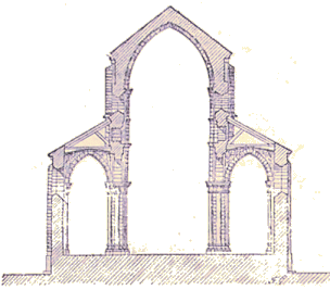 Eglise romane en arceau brisé.