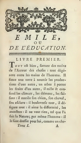 Rousseau : Emile (première page).