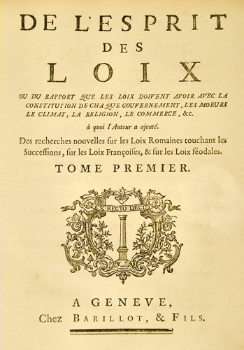 L'Esprit des Lois, de Montesquieu.