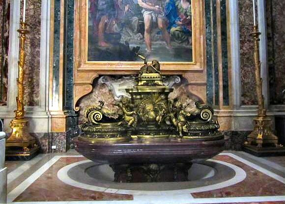 Vatican : fonts baptismaux de la basilique Saint Pierre.