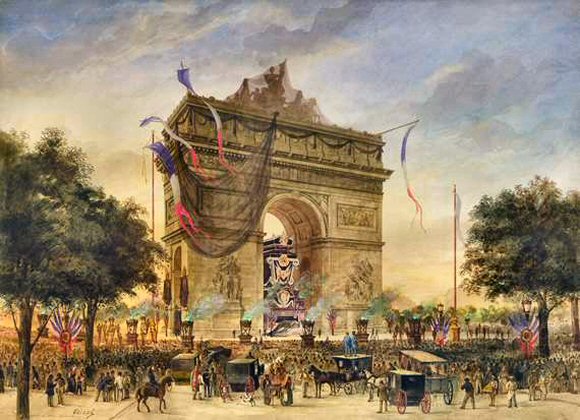 Les funérailles de Victor Hugo à l'arc de Triomphe.