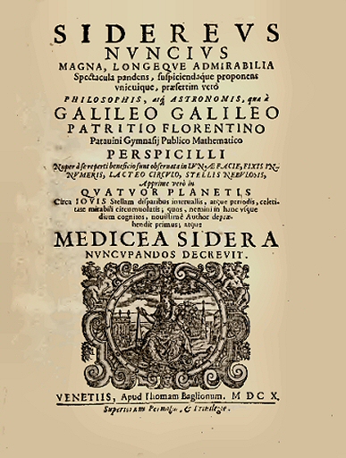 Galilée : Sidereus Nuncius.