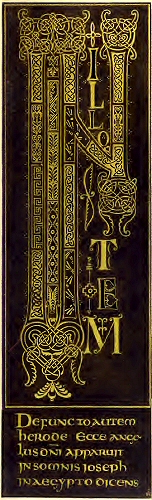 Calligraphie : extrait de l'Evangéliaire de Charlemagne.