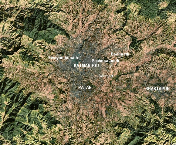 Kathmandu depuis l'espace.
