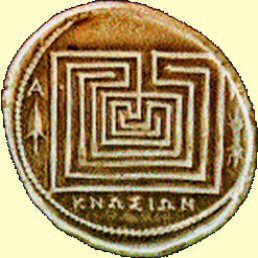 Conossos : labyrinthe sur une pièce de monnaie.