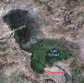 Lac Tchad vu depuis l'espace.