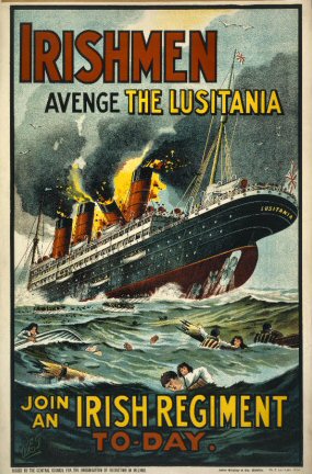 Affiche de recrutement irlandaise aprs le torpillage du Lusitania.