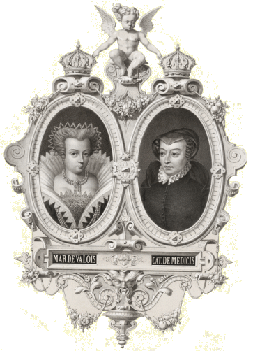 Marguerite de Valois et Catherine de Médicis.