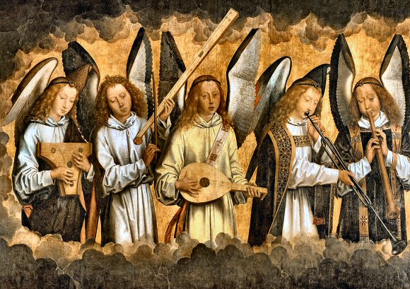 Memling : cinq anges musiciens.