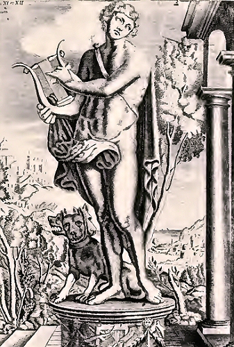 Kircher : Orphée charmant Cerbère avec sa lyre.