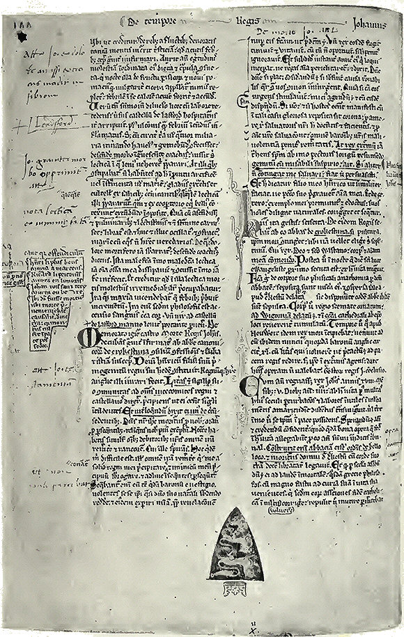 Page de l'Historia Anglorum de Matthew Paris.