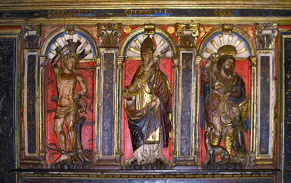Jubé de saint-Bertrand de Comminges : Saints Sébastien, Bertrand et Roch..