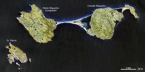 Saint-Pierre et Miquelon depuis l'espace.