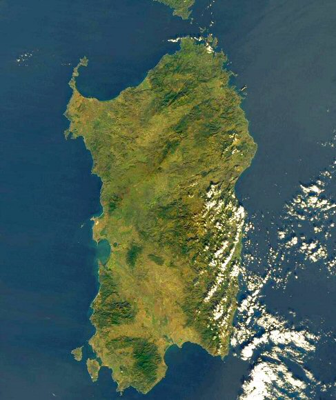 La Sardaigne vue de l'espace.