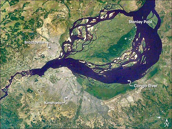 Congo : Brazzaville, Kinshasa et le Pool  Malebo (Stanley-Pool).