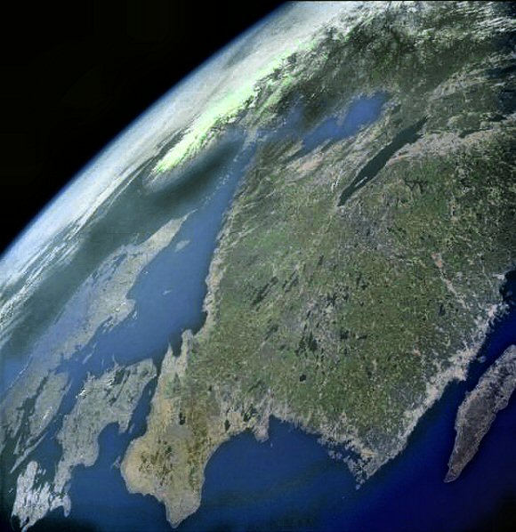 Le sud de la Suède depuis l'espace.