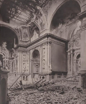 Dcombres dans l'glise des Scalzi aprs le bombardement de Venise en  1915.