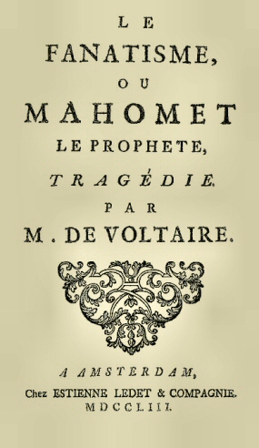 Voltaire : Mahomet (page de garde).
