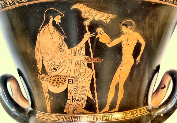 Vase grec : Zeus et Ganymède.