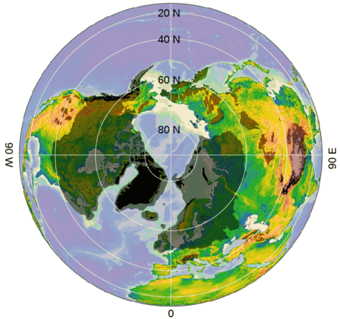 Glaciations dans l'hémisphère boréal.