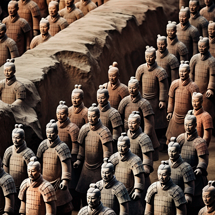 Guerriers en terre cuite des Qin.