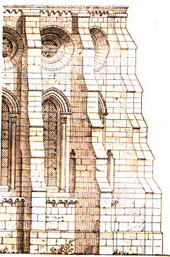 Contrefort de l'abside de l'église de Vétheuil.